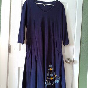 Svaha Navy Midi Dress with Nuclear Fission